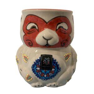 Anthropologie Yokohama Studio Animal Mug 3D Figural With Red Tail Handle 12 oz